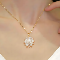 Sunflower Pendant Necklace for Women – Gold Colour Crystal Sunflower Charm 1184