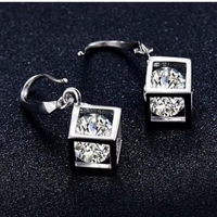 Sparkling Cube CZ Necklace & Earrings Set — Elegant Rope Chain Pendant 1307