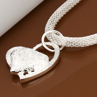 925 Silver-Plated Alloy Heart Pendant Necklace Women – Textured Double-Heart 855