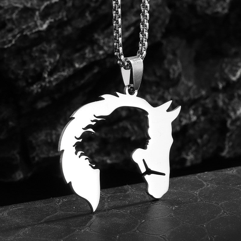 Unified Jewellery Premium Horse Woman Pendant Necklace 60cm Chain 42x38mm 1891
