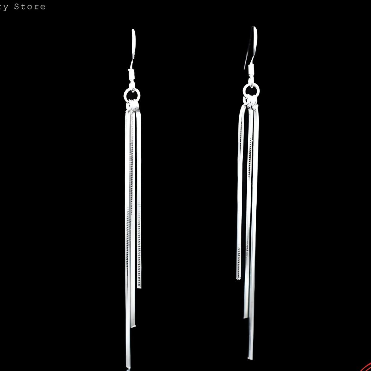 Sterling Silver Long Tassel Drop Earrings Chain Dangle Design Hypoallergenic 295