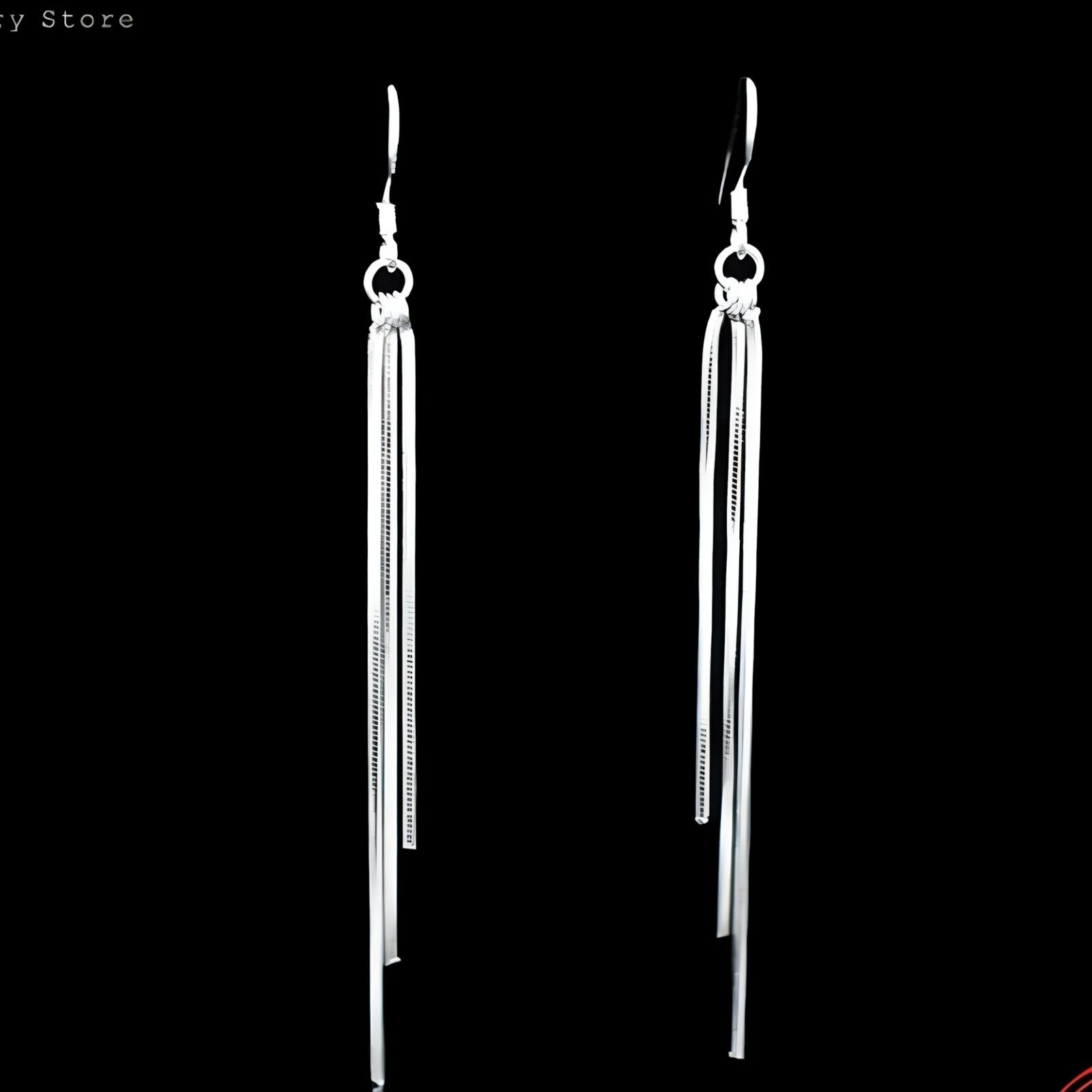 Sterling Silver Long Tassel Drop Earrings Chain Dangle Design Hypoallergenic 295
