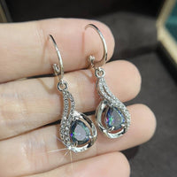 925 Water Drop Shape Hook Earrings Inlaid Water Drop Shape Synthetic Gems 35 UK