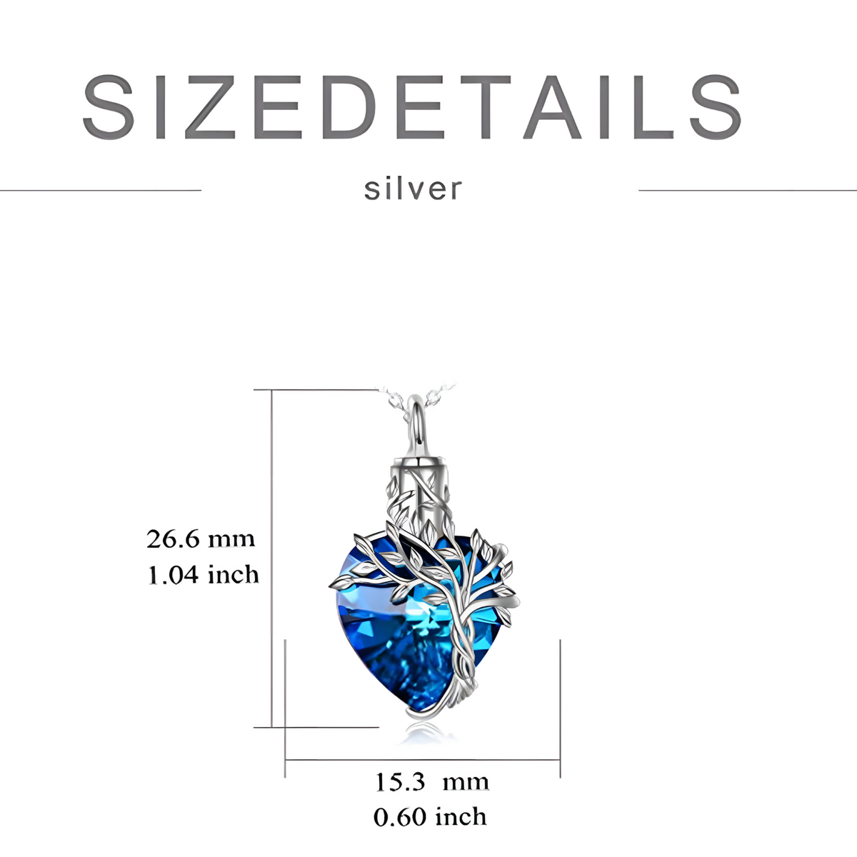 Heart Tree of Life Urn Necklace 925 Sterling Silver Ashes Memorial Unisex B92