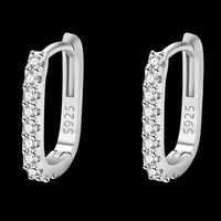 925 Sterling Silver Crystal Hoop Earrings Women Hypoallergenic Cubic Zircon b183