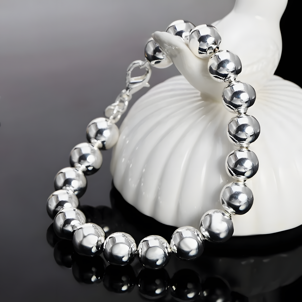 10 mm Round Bead Bracelet for Women - Premium Classic Beaded Statement 1811