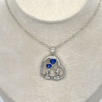Blue Heart Fox Necklace and Earrings Set – Zinc Alloy Rhinestone Animal 1238