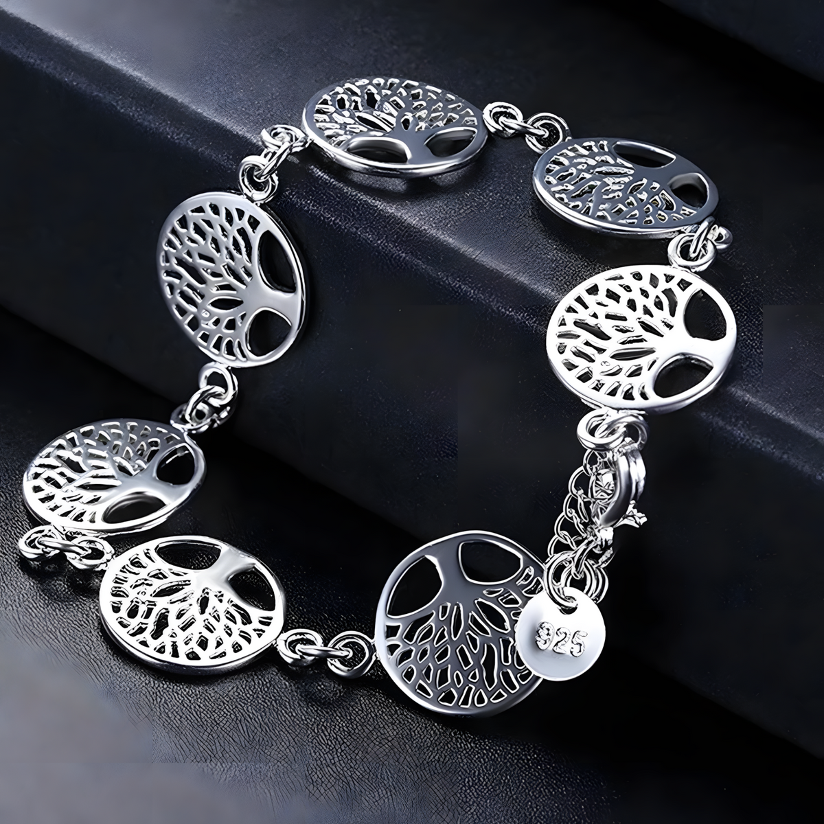 925 Sterling Silver Tree Of Life Bracelet Women Silver Chain Link Charm 1748
