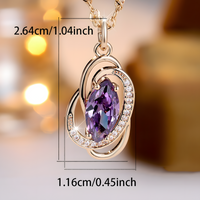 585 Rose Gold Plated Oval Purple Cubic Zirconia Pendant Necklace for Women 1288