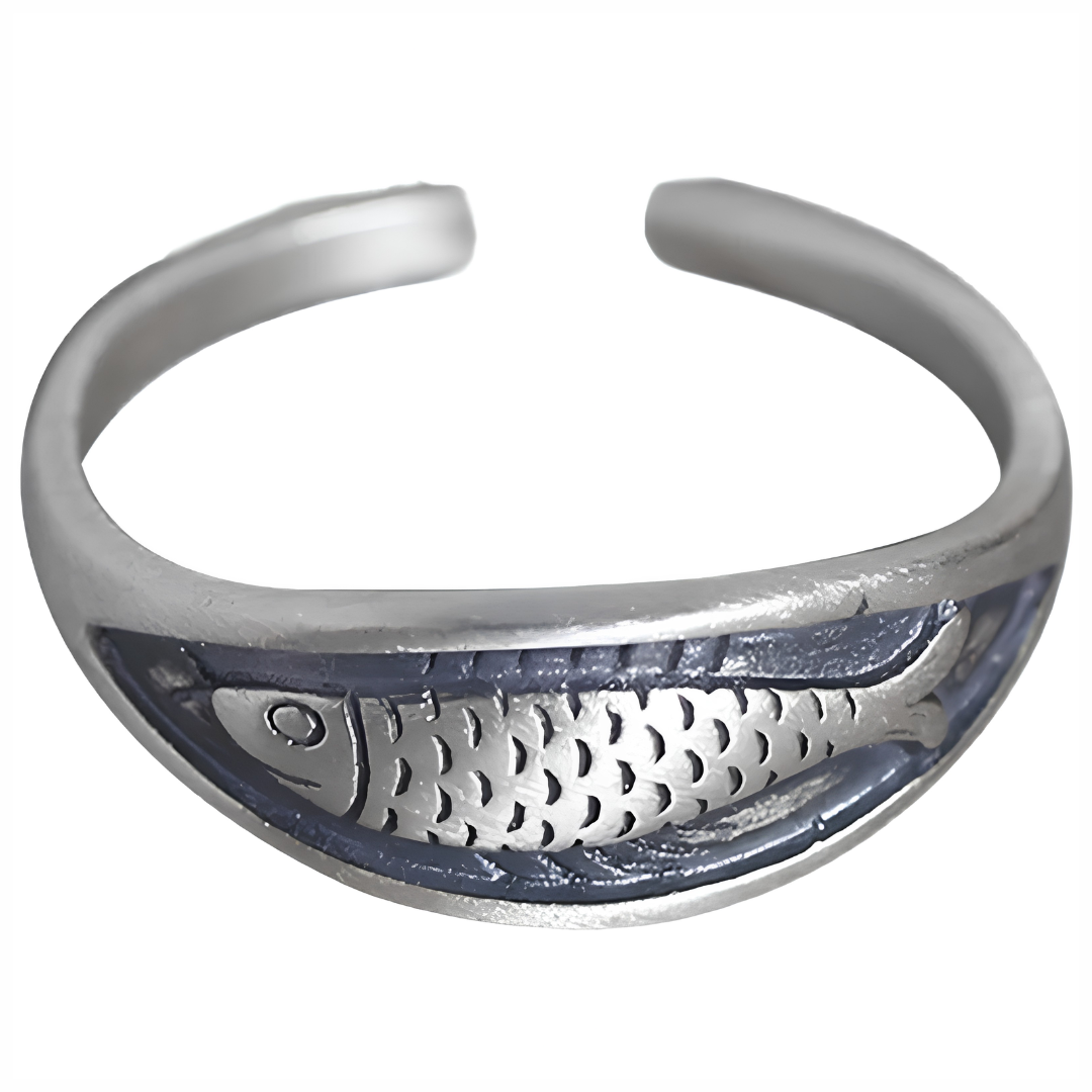 Retro Fish Ring For Women Adjustable Open Band Vintage Style Silver TonE B350