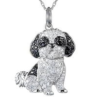 Shiba Inu Dog Pendant Necklace For Women Gold And Silver Tone Look Crystal B234