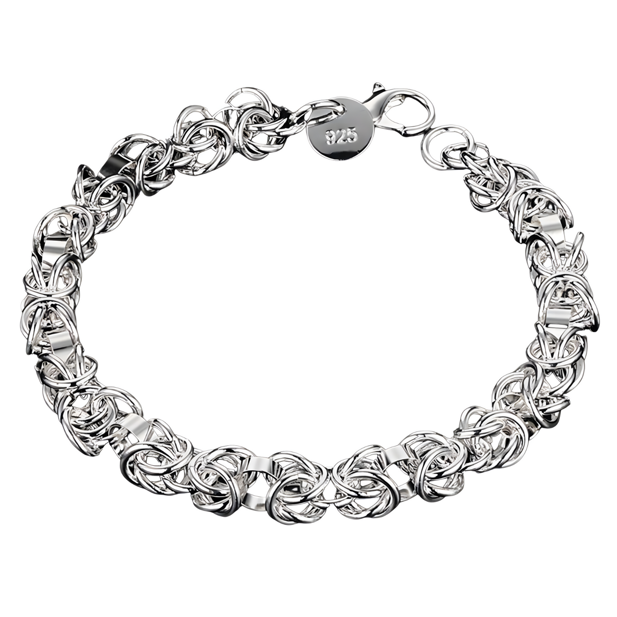 Fancy Link Bracelet For Women - Polished Woven Chain Bracelet With Lobster 1740