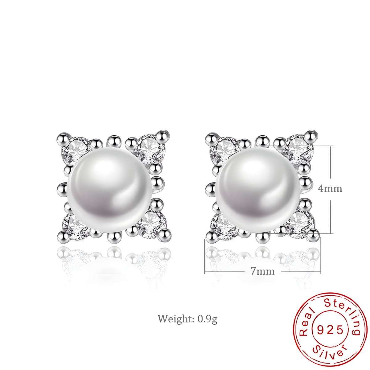 Dainty 925 Sterling Silver Pearl Stud Earrings Elegant & Minimalist Jewelry 302