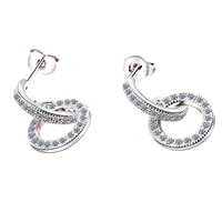 925 Sterling Silver Rhinestone Drop Earrings, Punk Rock Arch Bridge Dangle 322