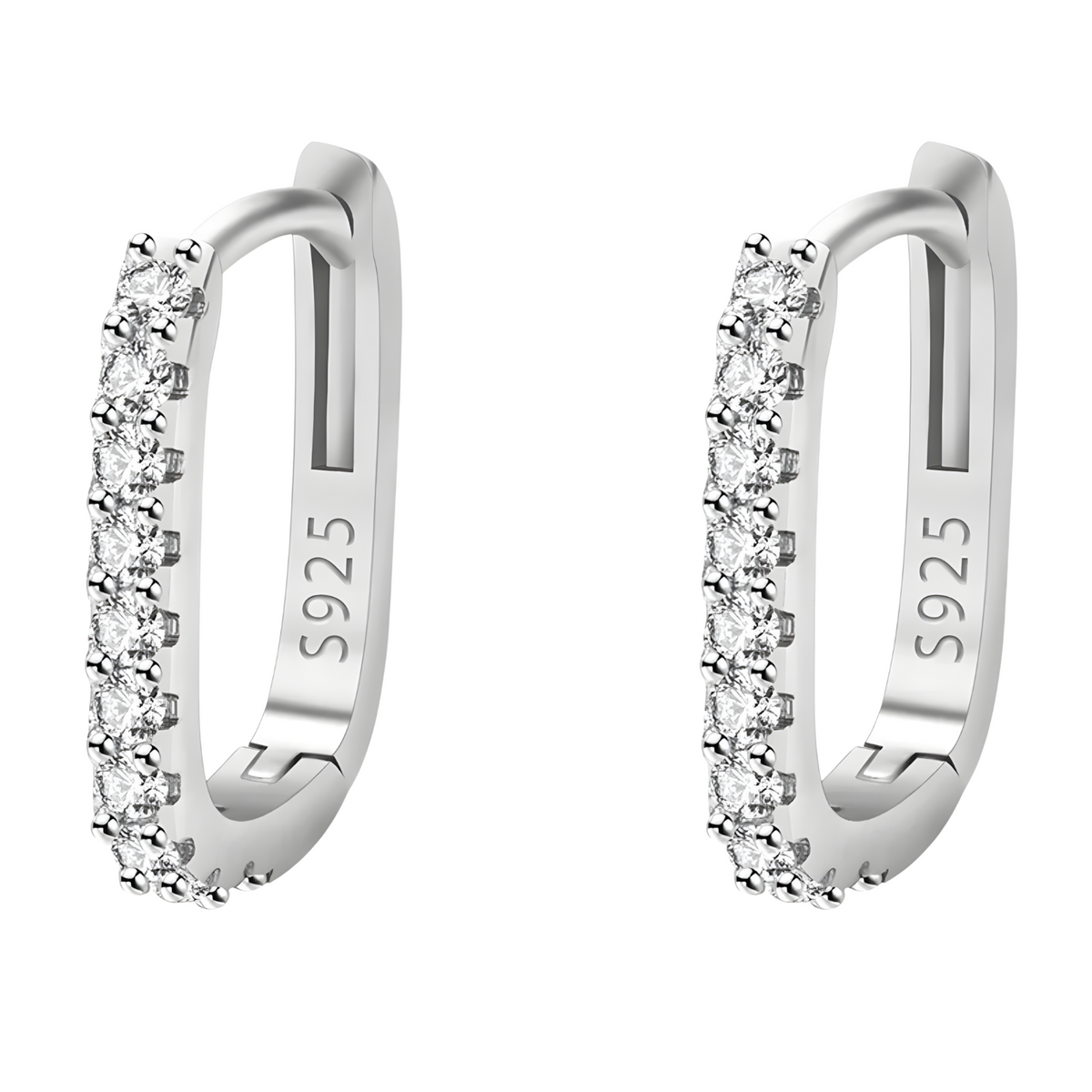925 Sterling Silver Crystal Hoop Earrings Women Hypoallergenic Cubic Zircon b183