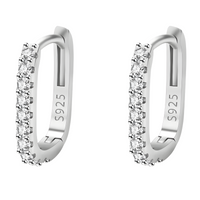 925 Sterling Silver Crystal Hoop Earrings Women Hypoallergenic Cubic Zircon b183