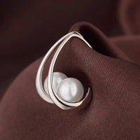 Pearl Style Zircon Drop Earrings Women – Geometric Silver-Tone Hook Design 1021