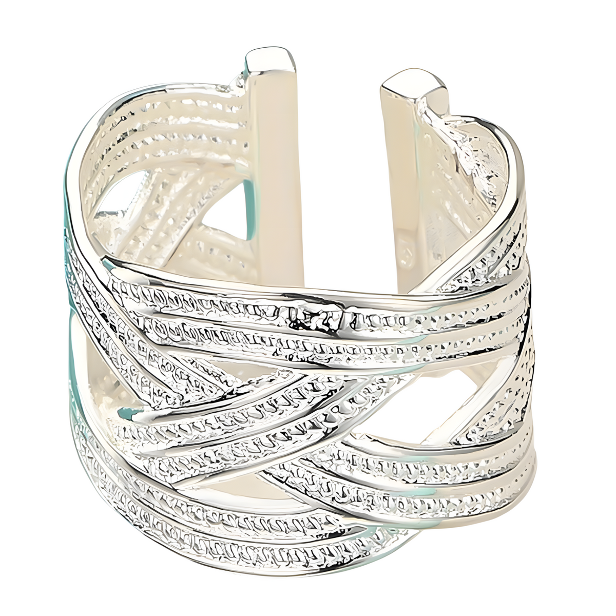 Unified Jewellery Luxury Crossover Adjustable Wide Band Statement Ring 1835