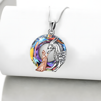 Unified Jewellery Dragon & Queen Crystal Pendant Necklace Silver Tone B58