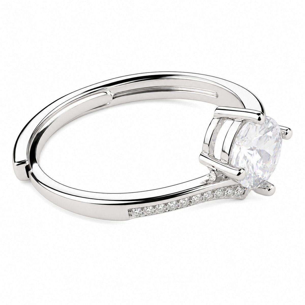 Twisted Pave Engagement Ring For Women Round Brilliant Cut Zircon Solitaire 1606