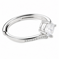 Twisted Pave Engagement Ring For Women Round Brilliant Cut Zircon Solitaire 1606