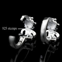 Sterling Silver Fish Hoop Earrings with Cubic Zirconia Huggie Hoop Earrings 340