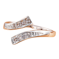 925 Sterling Silver Ring for Women, Adjustable Open Ring with Cubic Zirconia 477