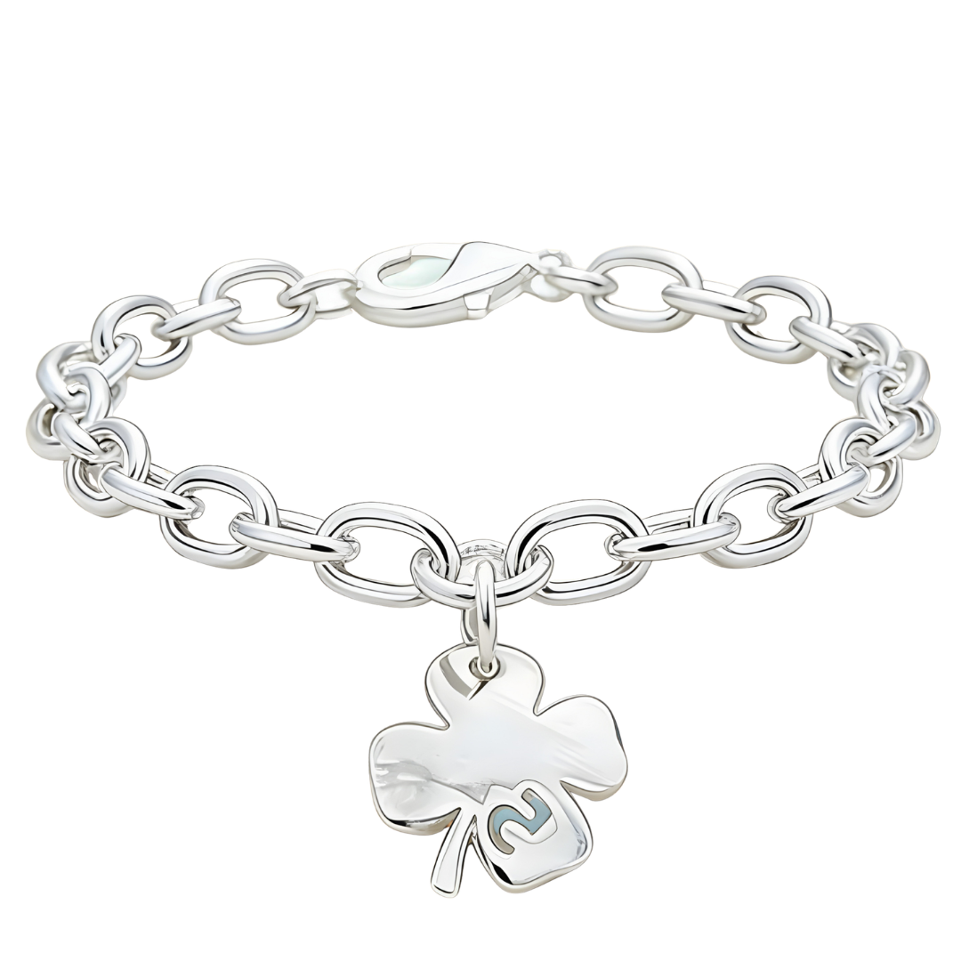 Four Leaf Clover Charm Bracelet For Women Silver Colour Link Chain Bracelet 1759