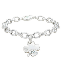 Four Leaf Clover Charm Bracelet For Women Silver Colour Link Chain Bracelet 1759