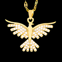 Vintage Phoenix Bird Pendant Necklace Adjustable 40-45CM Chain CZ Crystal 1481