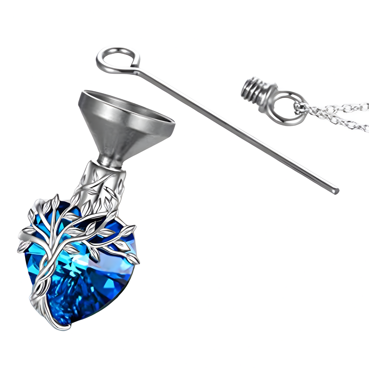 Heart Tree of Life Urn Necklace 925 Sterling Silver Ashes Memorial Unisex B92