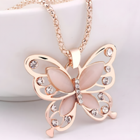 Butterfly Pendant Necklace for Women – Rose Gold Zinc Alloy Butterfly Charm 1186