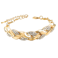 Gold Leaf Crystal Bracelet Women – Elegant Leaf Chain Design with Sparkling 854