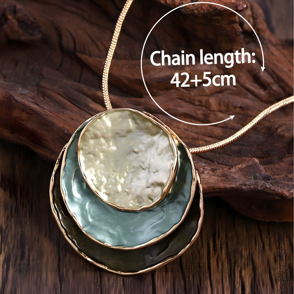 Gold Plated Zinc Alloy Copper Layered Disc Necklace And Earrings Set 1703