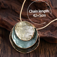Gold Plated Zinc Alloy Copper Layered Disc Necklace And Earrings Set 1703