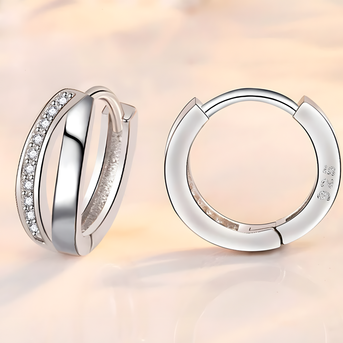 925 Sterling Silver Crossover Hoop Earrings for Women – 15mm Huggie Hoops 308