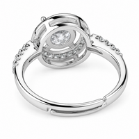 Women's Elegant Adjustable Zircon Halo Ring, Round Brilliant Engagement 1621