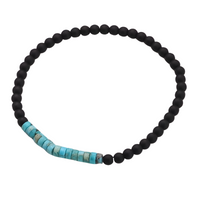 Natural Stone Chakra Bracelet, 4mm Black Onyx Beads Emperor Stone Accents B124
