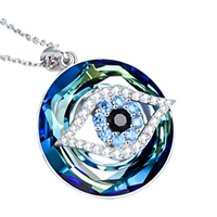 Evil Eye Pendant Necklace for Women– Copper Alloy Blue Crystal Eye Necklace 1253