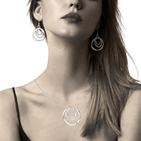 925 Sterling Silver Necklace Earring Jewelry Set for Women Lady: Dainty Pave 664