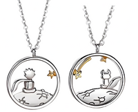 Zinc Alloy Little Prince & Fox Couple Necklace Set of 2 – Silver Tone  1090