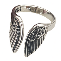 Wing Open Ring For Women Silver-Plated Alloy Resizable Adjustable Band 1476