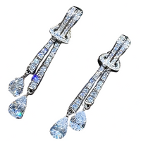 Bling Long Tassel Drop Earrings Women Geometric CZ Dangle Earrings Trendy 1390