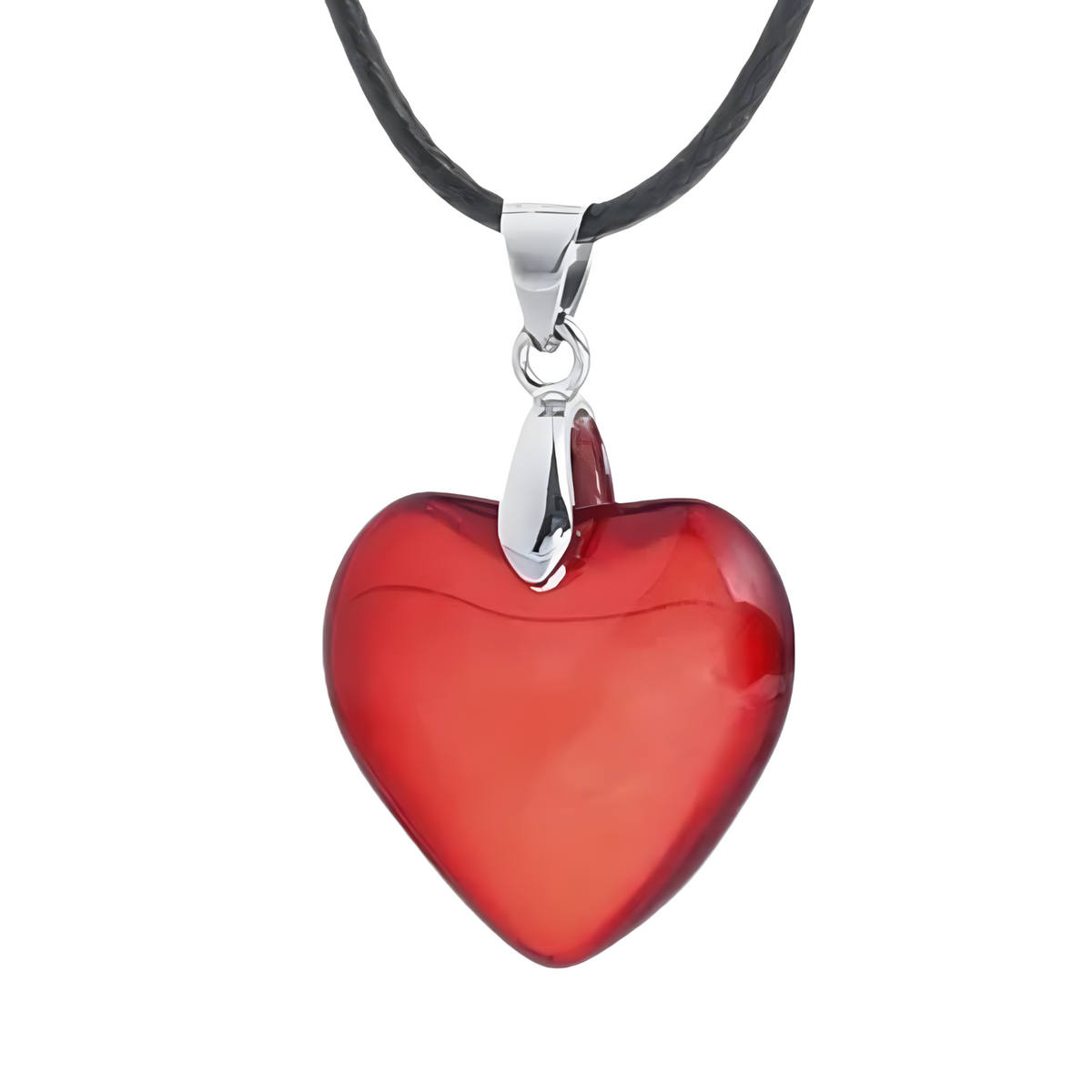 Red Heart Pendant Necklace for Women – Resin Artificial Crystal Heart Charm 1198