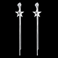 925 Silver-Plated Alloy Long Star Dangle Earrings for Women– Classic Zircon 1000