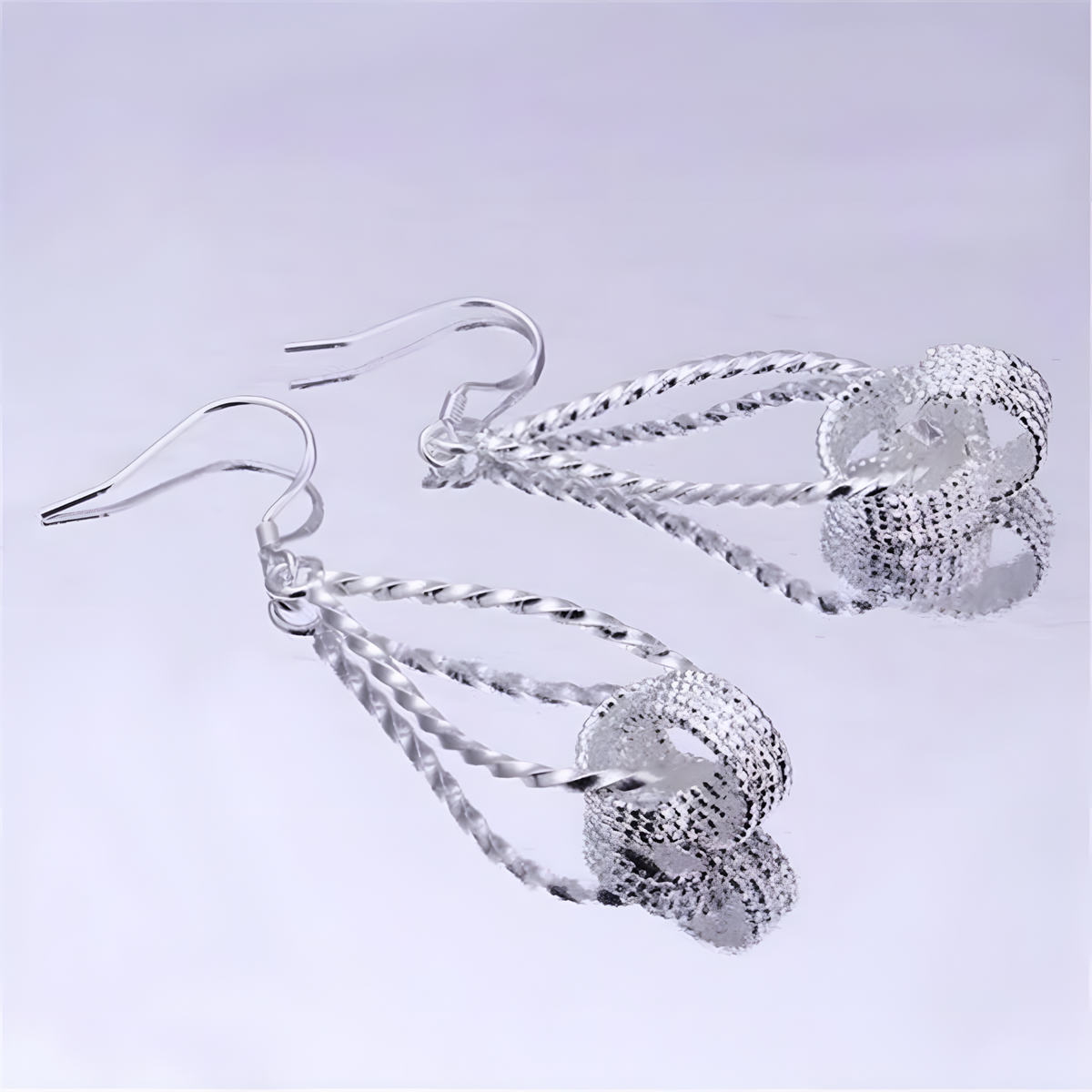 Twisted Knot Dangle Drop Earrings for Women–Copper Alloy 925 Silver Plating 1200