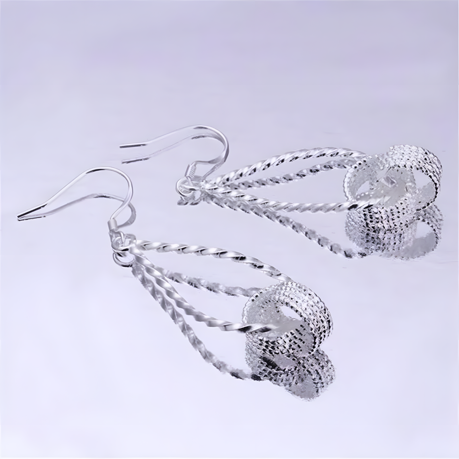 Twisted Knot Dangle Drop Earrings for Women–Copper Alloy 925 Silver Plating 1200
