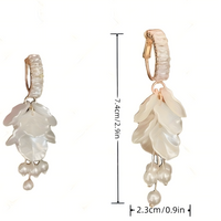 Long Floral Pearl Earrings for Women – Irregular White Petal Leaf Design 793