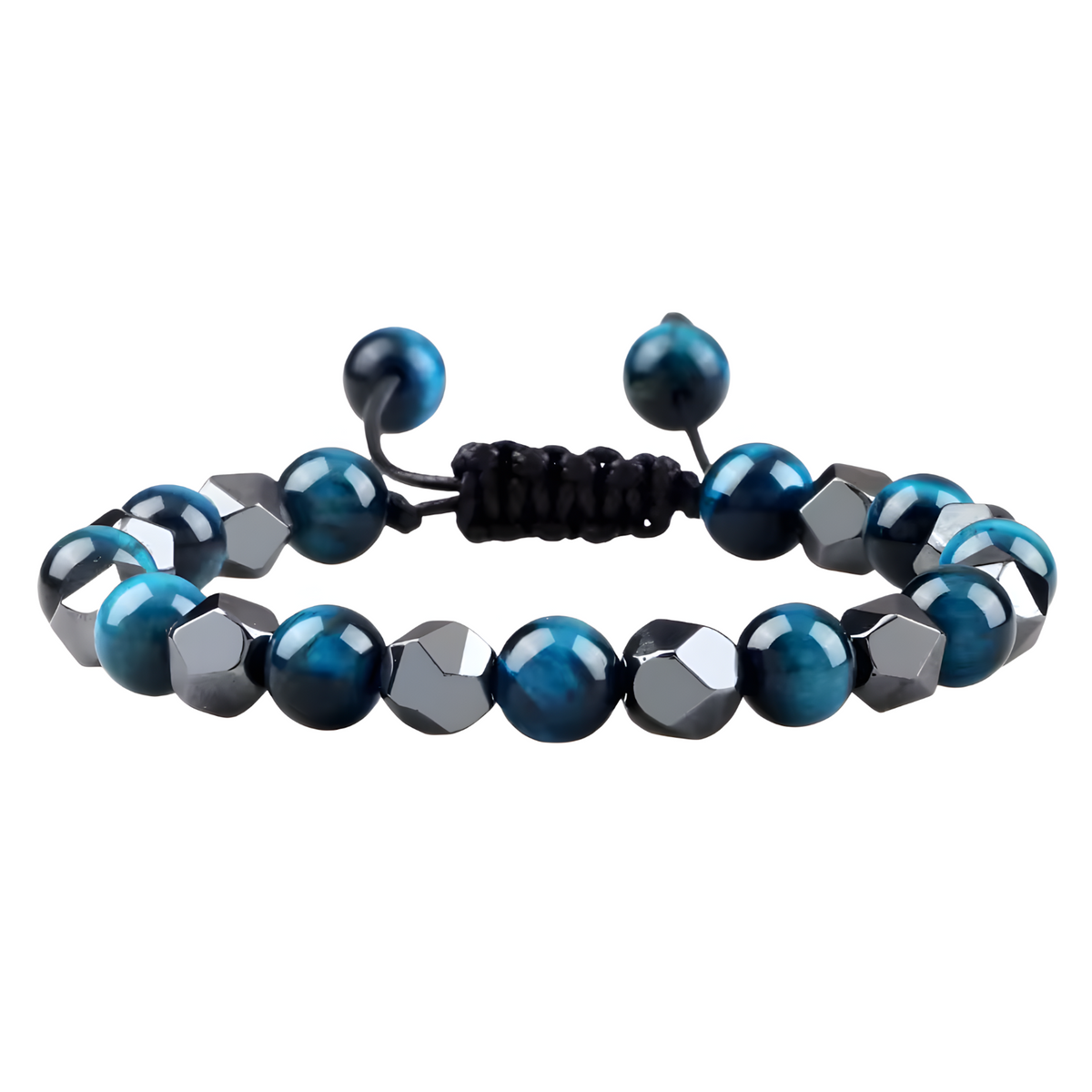 MultiColor 8mm Tiger Eye Beaded Bracelet Adjustable Macrame Bracelet Unisex 1356