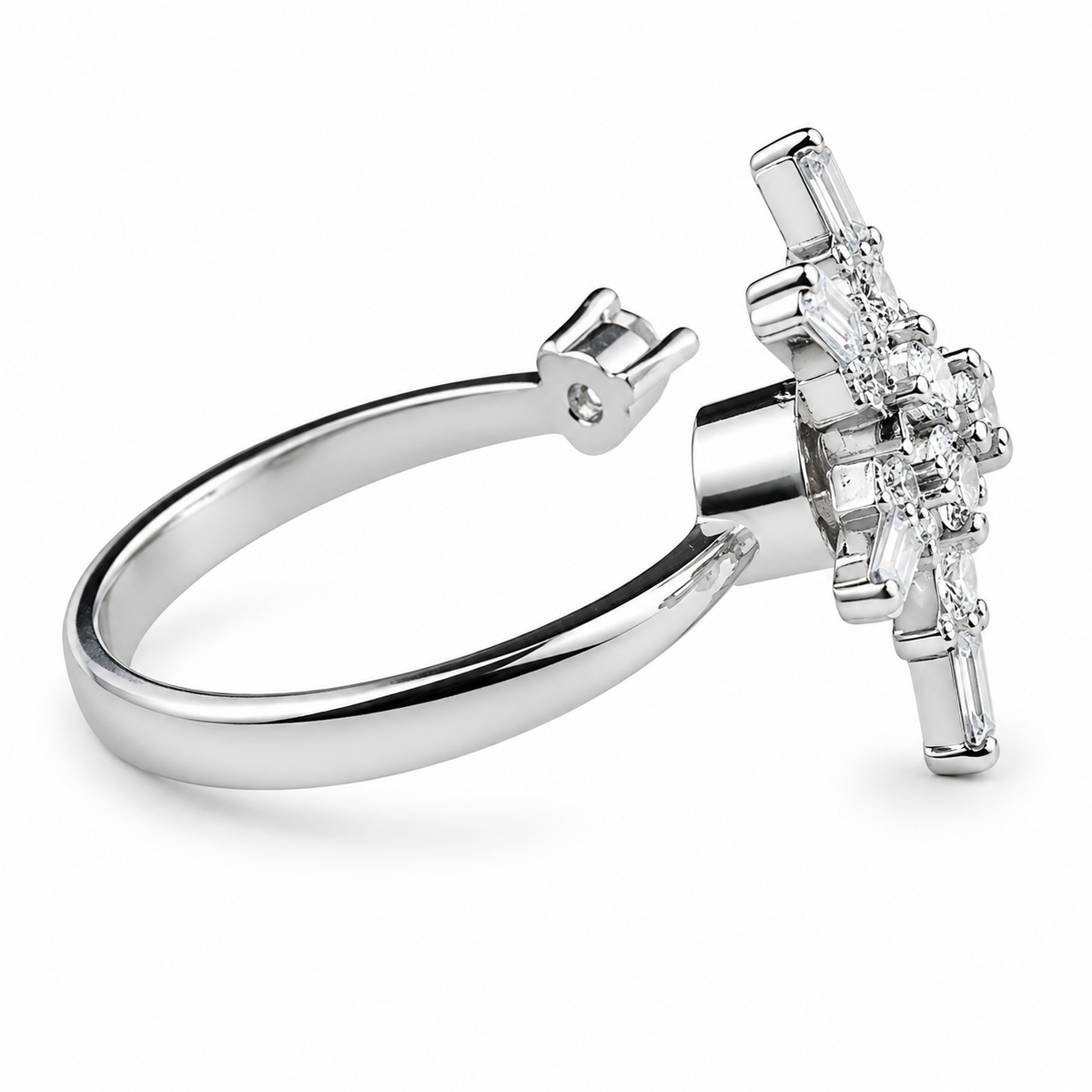 Rotatable Snowflake Spinner Ring For Women, Adjustable Open Band Fidget 1509